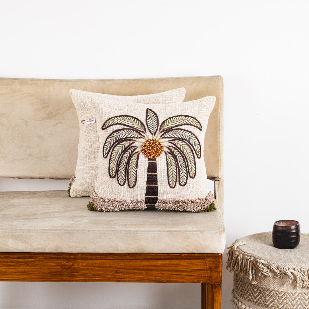 Premium Palm Tree Embroidered Cushion Cover – Coastal Home Décor