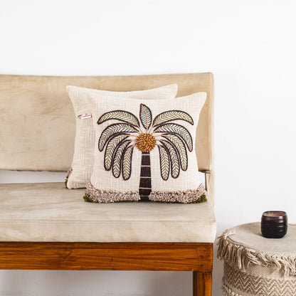 Premium Palm Tree Embroidered Cushion Cover – Coastal Home Décor