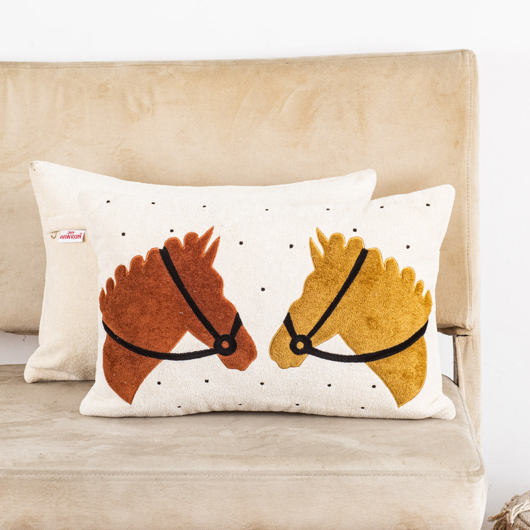 Premium Embroidered Horse Cushion Cover for Living Room &amp; Bedroom