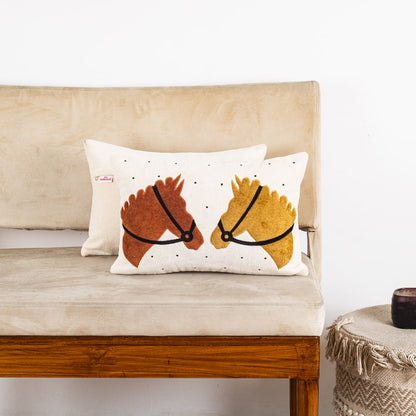 Premium Embroidered Horse Cushion Cover for Living Room &amp; Bedroom