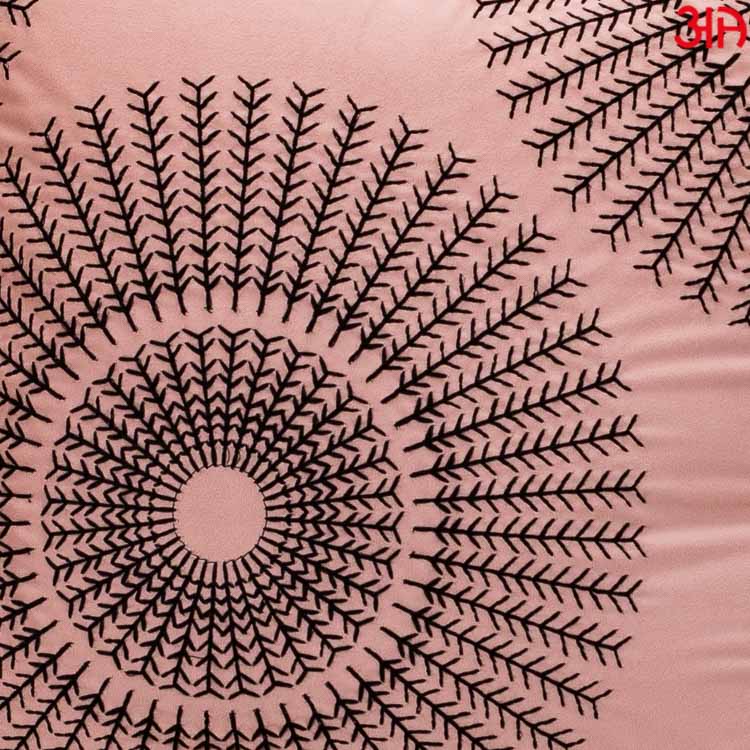 Decorative Printed Cushion Cover – 16 x 16 Inch-Pink &amp; Black Polyester Velvet Fabric