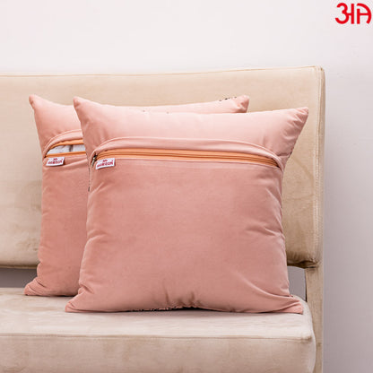 Decorative Printed Cushion Cover – 16 x 16 Inch-Pink &amp; Black Polyester Velvet Fabric