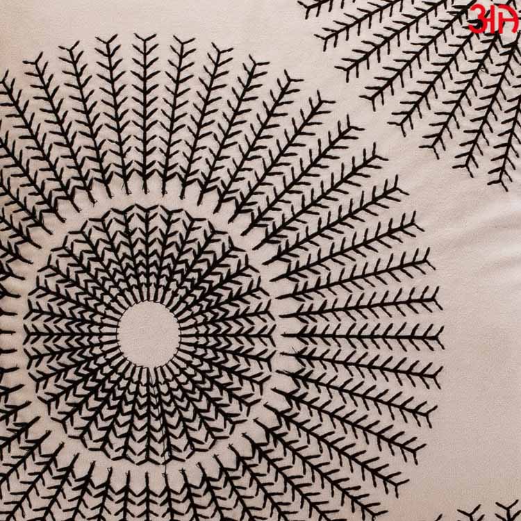 Decorative Printed Cushion Cover – 16 x 16 Inch-Beige &amp; Black Polyester Velvet Fabric