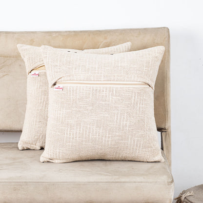 The Heritage Collection Floral Embroidered Slub Cotton Cushion Cover 16x16" - Grey Black