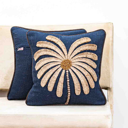 Gorgeous Palm Tree Cushion Cover with Hand Work