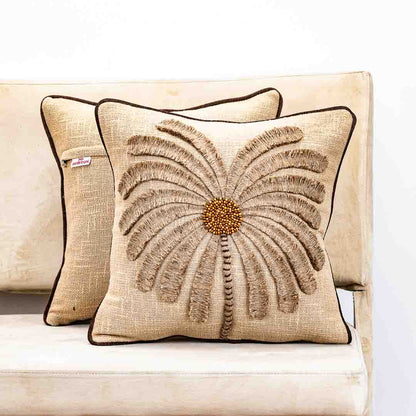 Gorgeous Palm Tree Cushion Cover with Hand Work