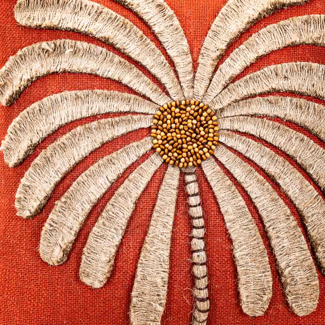 Gorgeous Palm Tree Cushion Cover with Hand Work