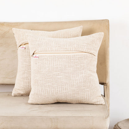 The Heritage Collection Floral Bird Embroidered Slub Cotton Cushion Cover 16x16" - Multi