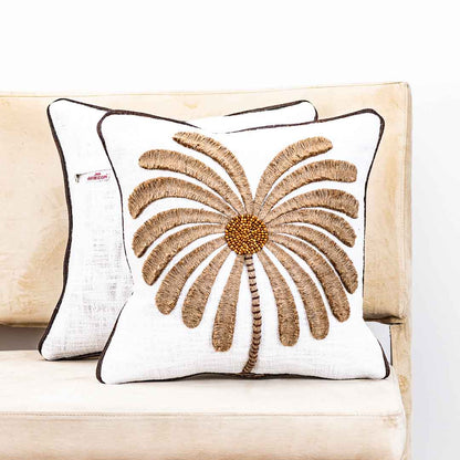 Gorgeous Palm Tree Cushion Cover with Hand Work