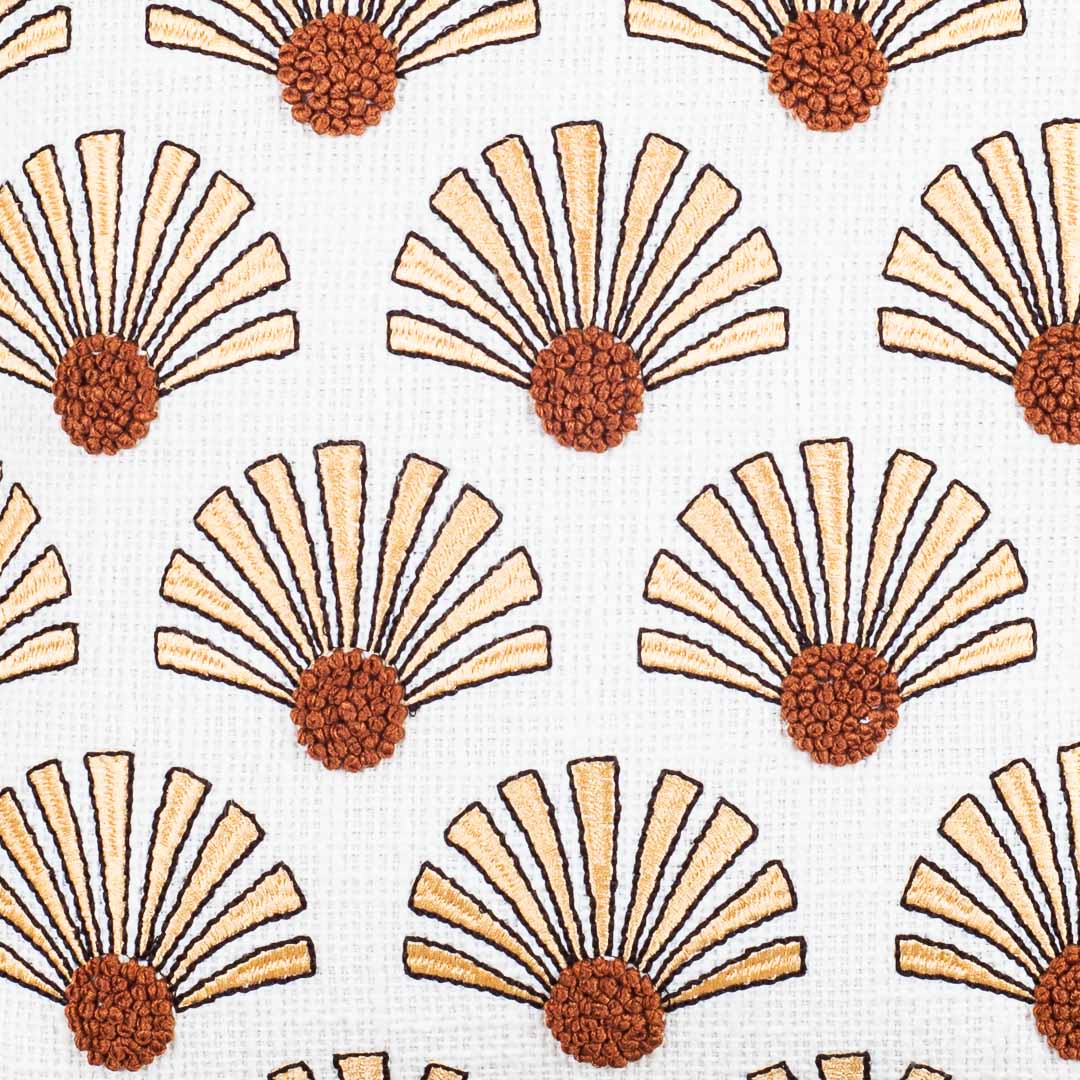 Textured Fan Pattern Embroidered Cushion Cover – Contemporary Style