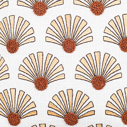 Textured Fan Pattern Embroidered Cushion Cover – Contemporary Style