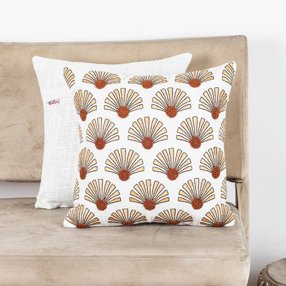 Textured Fan Pattern Embroidered Cushion Cover – Contemporary Style