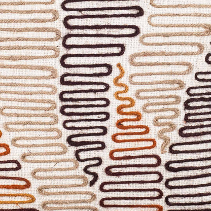 The Heritage Collection Geometric Embroidered Slub Cotton Cushion Cover 16x16" - Beige Brown