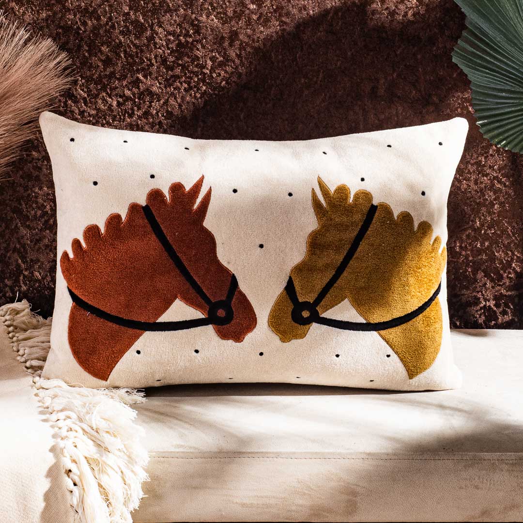 Premium Embroidered Horse Cushion Cover for Living Room &amp; Bedroom