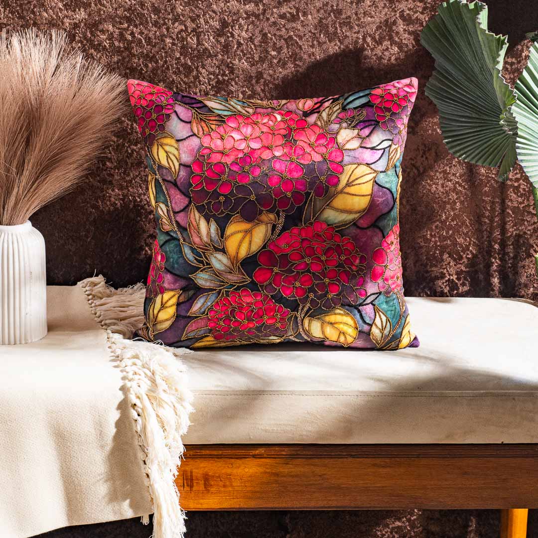 Premium Embroidered Floral Cushion Cover for Elegant Home Décor