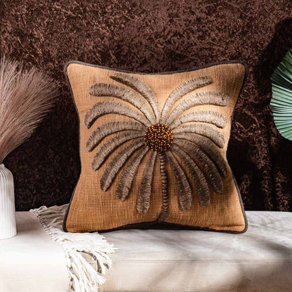 Gorgeous Palm Tree Cushion Cover with Hand Work