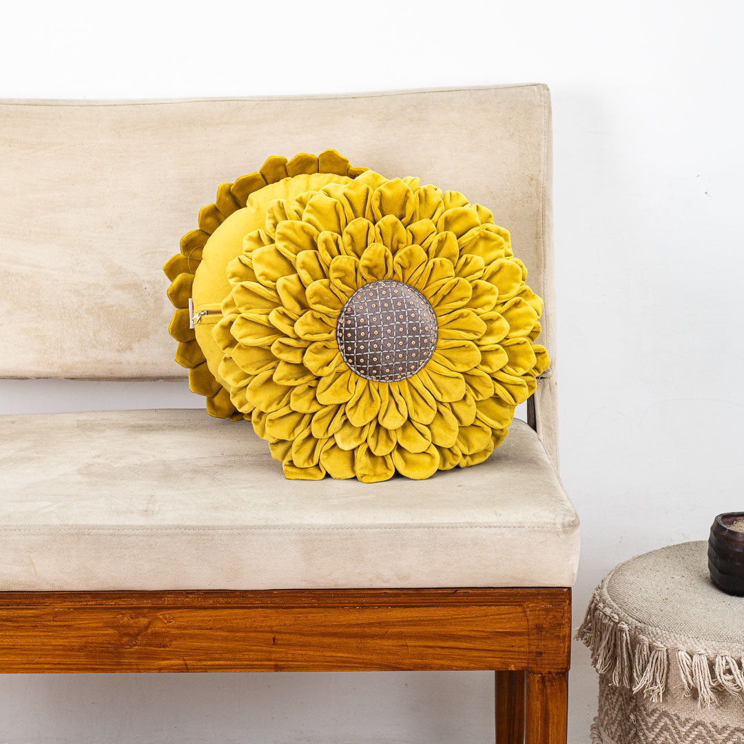 Luxe Velvet Sunflower Cushion Cover