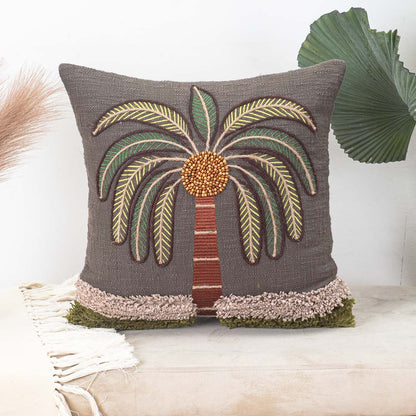 Premium Palm Tree Embroidered Cushion Cover – Coastal Home Décor