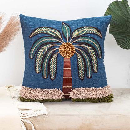 Premium Palm Tree Embroidered Cushion Cover – Coastal Home Décor
