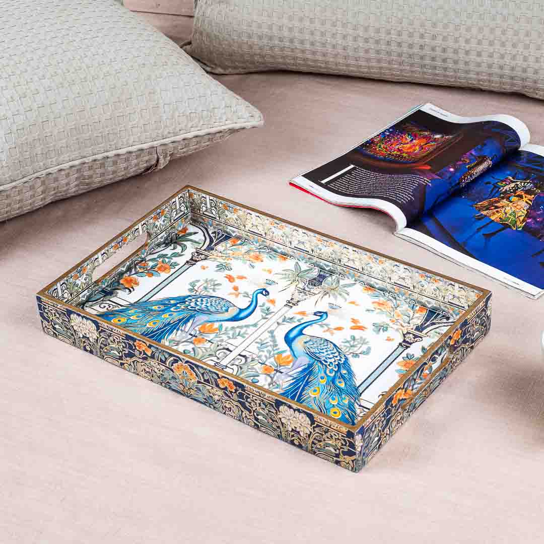 Premium Peacock Rectangle Mdf Tray