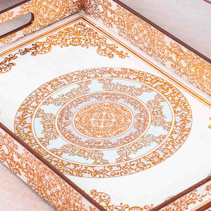Premium Abstract Gold Rectangle Mdf Tray Design Six 13X5X1.5 Inch