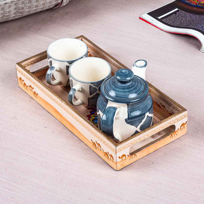 Premium Rajasthan Rectangle Mdf Tray Design Eight 13X5X1.5 Inch