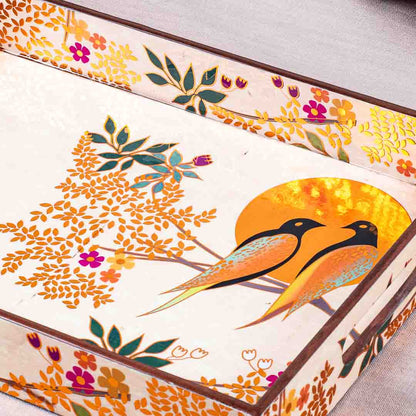 Premium Love Bird Rectangle Mdf Tray Design Nine 13X5X1.5 Inch