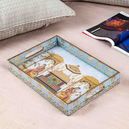 Premium Moghal Rectangle Mdf Tray Design Two 10X16X2 Inch