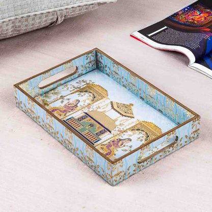 Premium Moghal Rectangle Mdf Tray Design Two 8X14X2 Inch