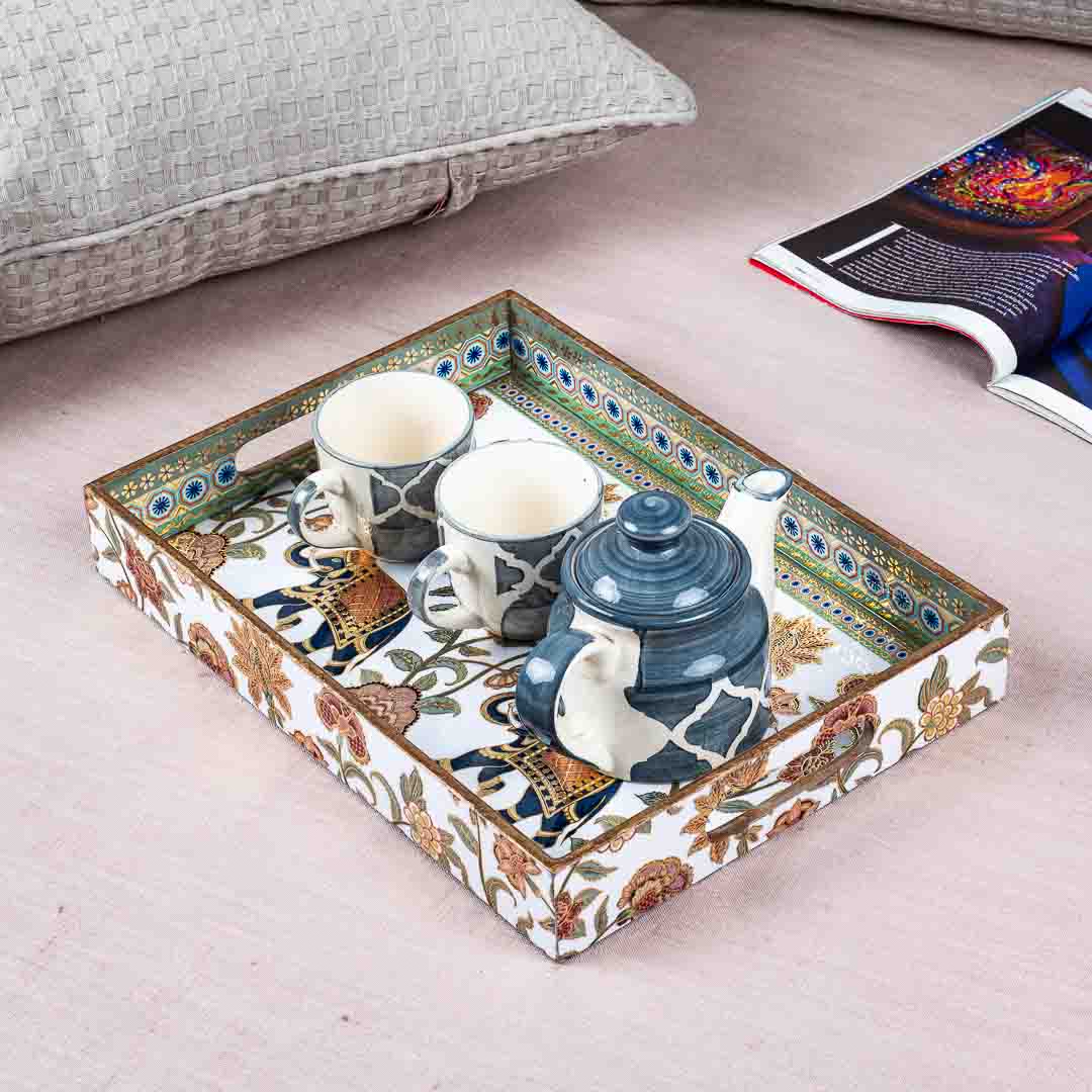 Premium Elephant Rectangle Mdf Tray Design Three 10X14X2 Inch