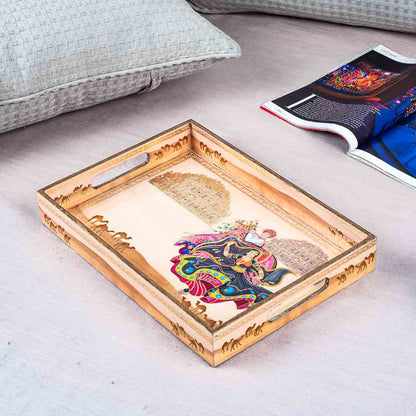 Premium Rajasthani Rectangle Mdf Tray Design Eight 10X16X2 Inch