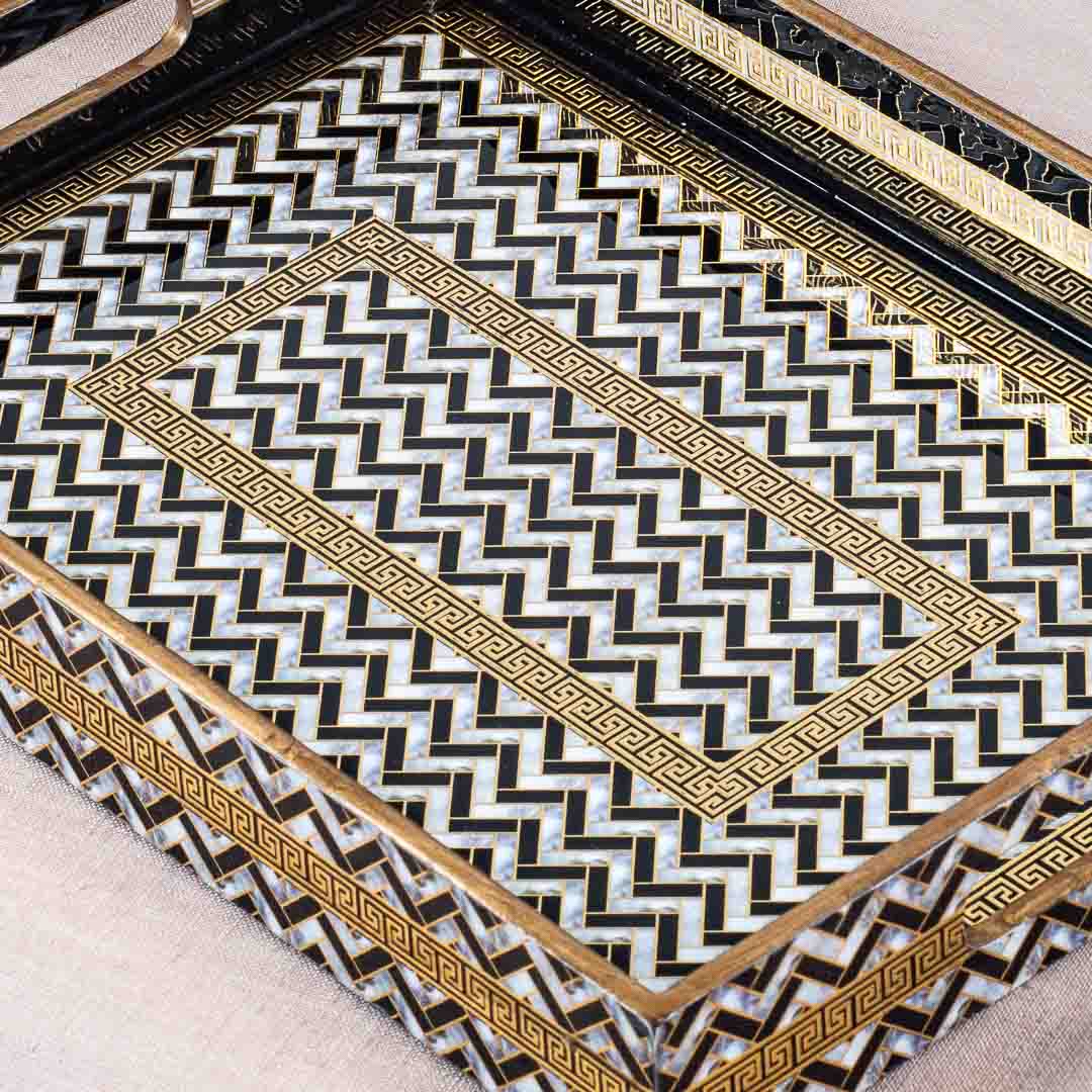 Premium Veda Weave Rectangle Mdf Tray Design Ten 13X5X1.5 Inch