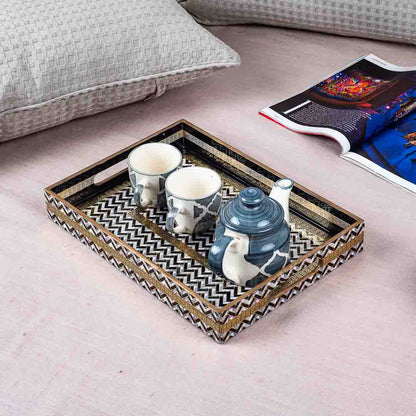 Premium Veda Weave Rectangle Mdf Tray Design Ten 10X16X2 Inch