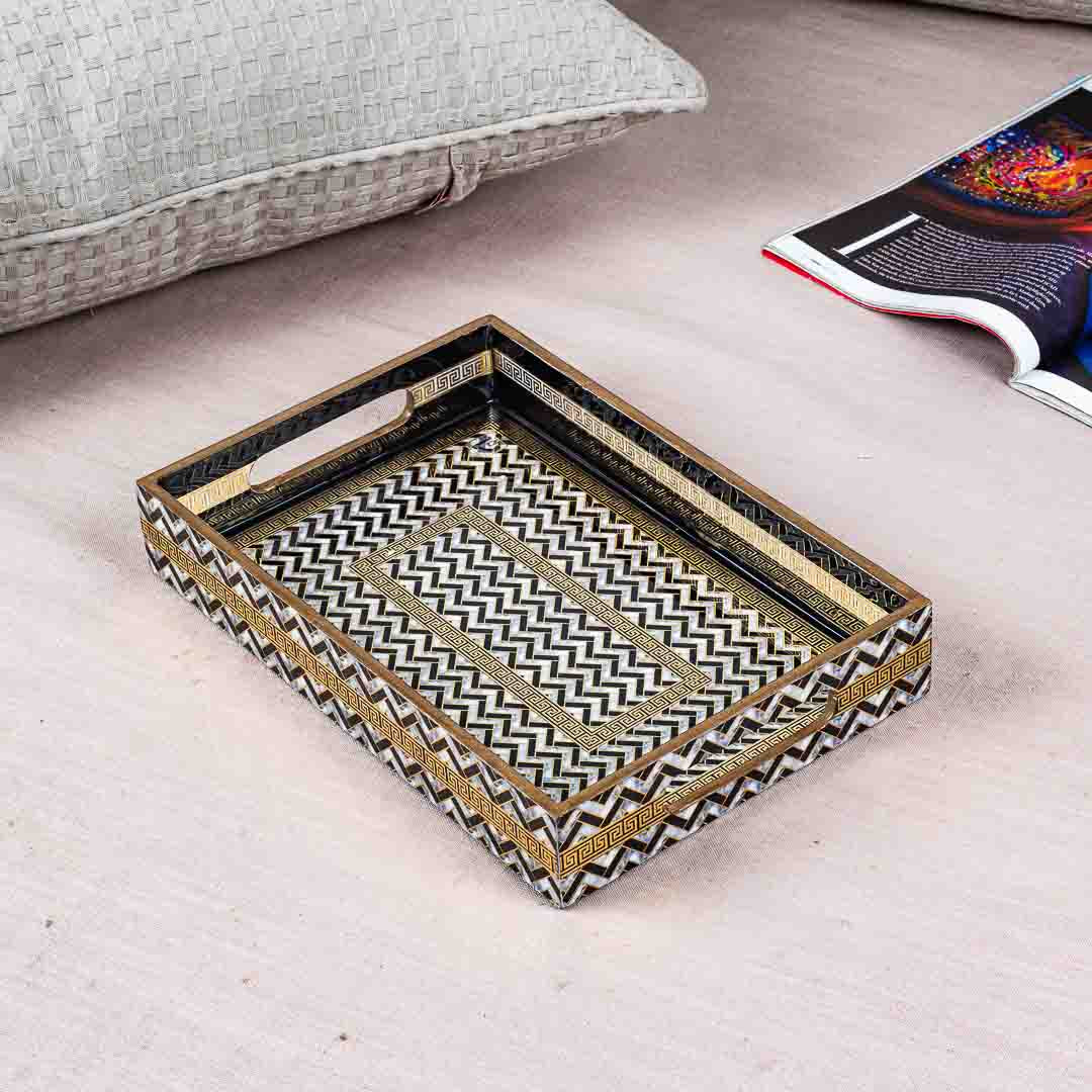 Premium Veda Weave Rectangle Mdf Tray Design Ten 8X12X2 Inch