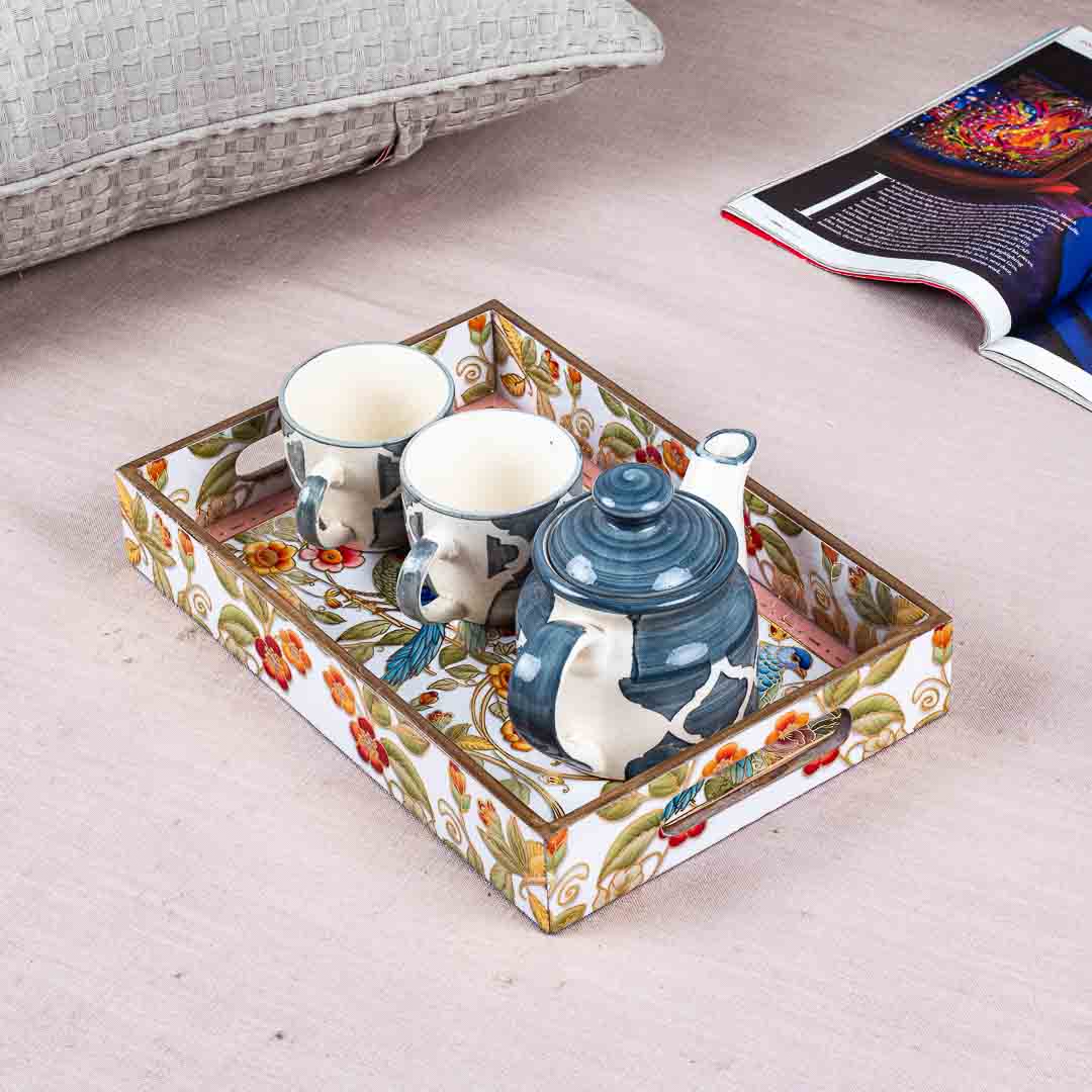 Premium Bird Rectangle Mdf Tray Design Four 8X14X2 Inch