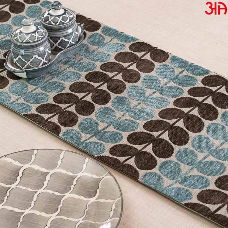 Blue And Brown Twig Design Table Runner (13x72) Inch