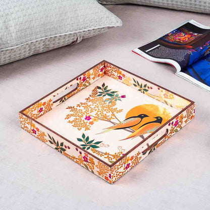 Premium Love Bird Square Mdf Tray Design Nine 12X12 Inch