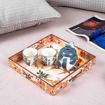 Premium Love Bird Square Mdf Tray Design Nine 12X12 Inch