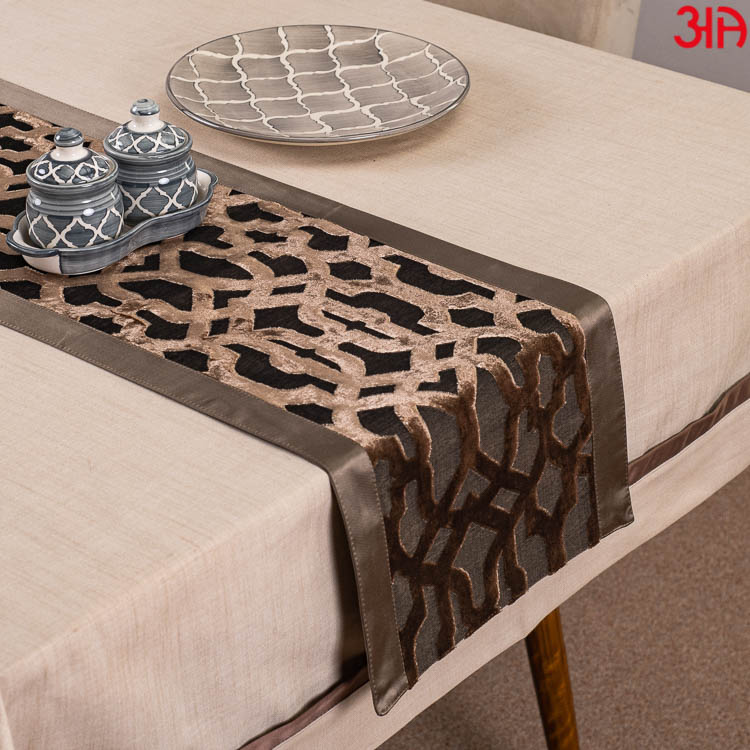 Brown Abstract Table Runner (13x72) Inch