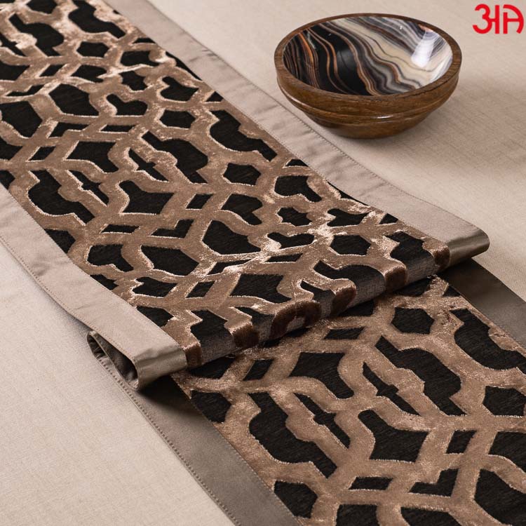 Brown Abstract Table Runner (13x72) Inch