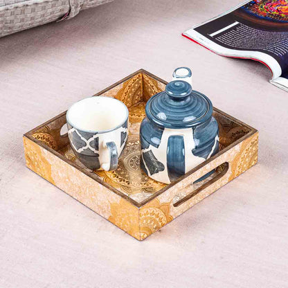 Premium Abstract Gold Square Mdf Tray Design Seven 8X8 Inch