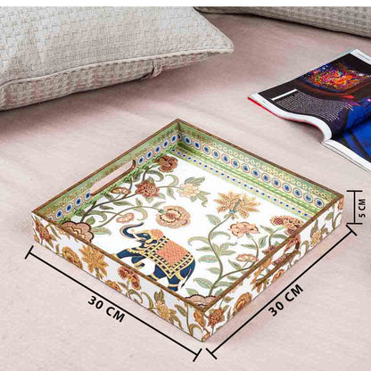 Premium Elephant Square Mdf Tray Design Three 12X12 Inch