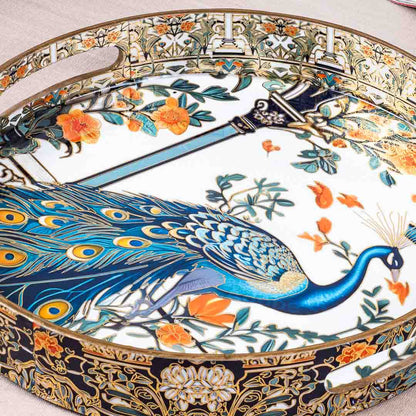 Premium Peacock Mdf Round Tray Design One