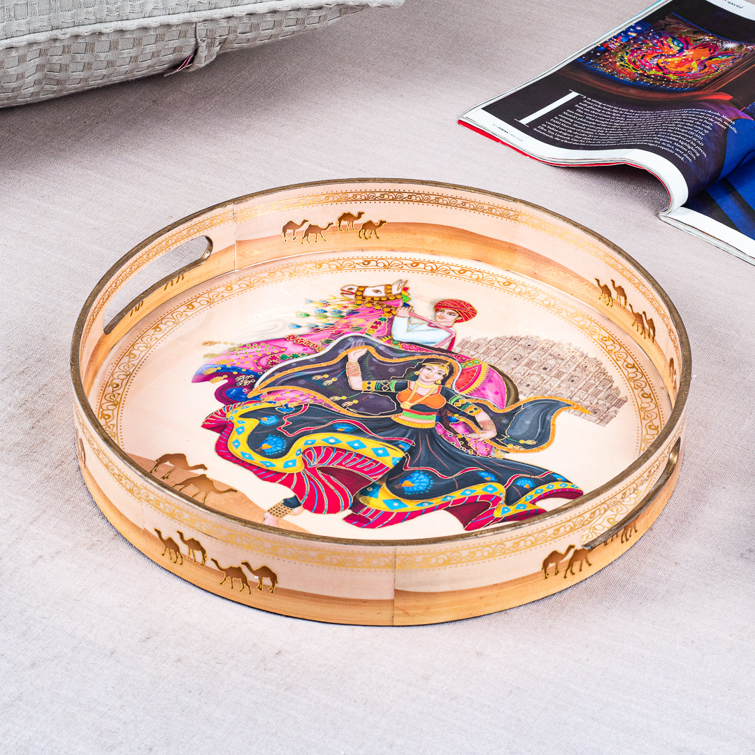 Premium Rani Mdf Round Tray Design Eight 13 inch Round