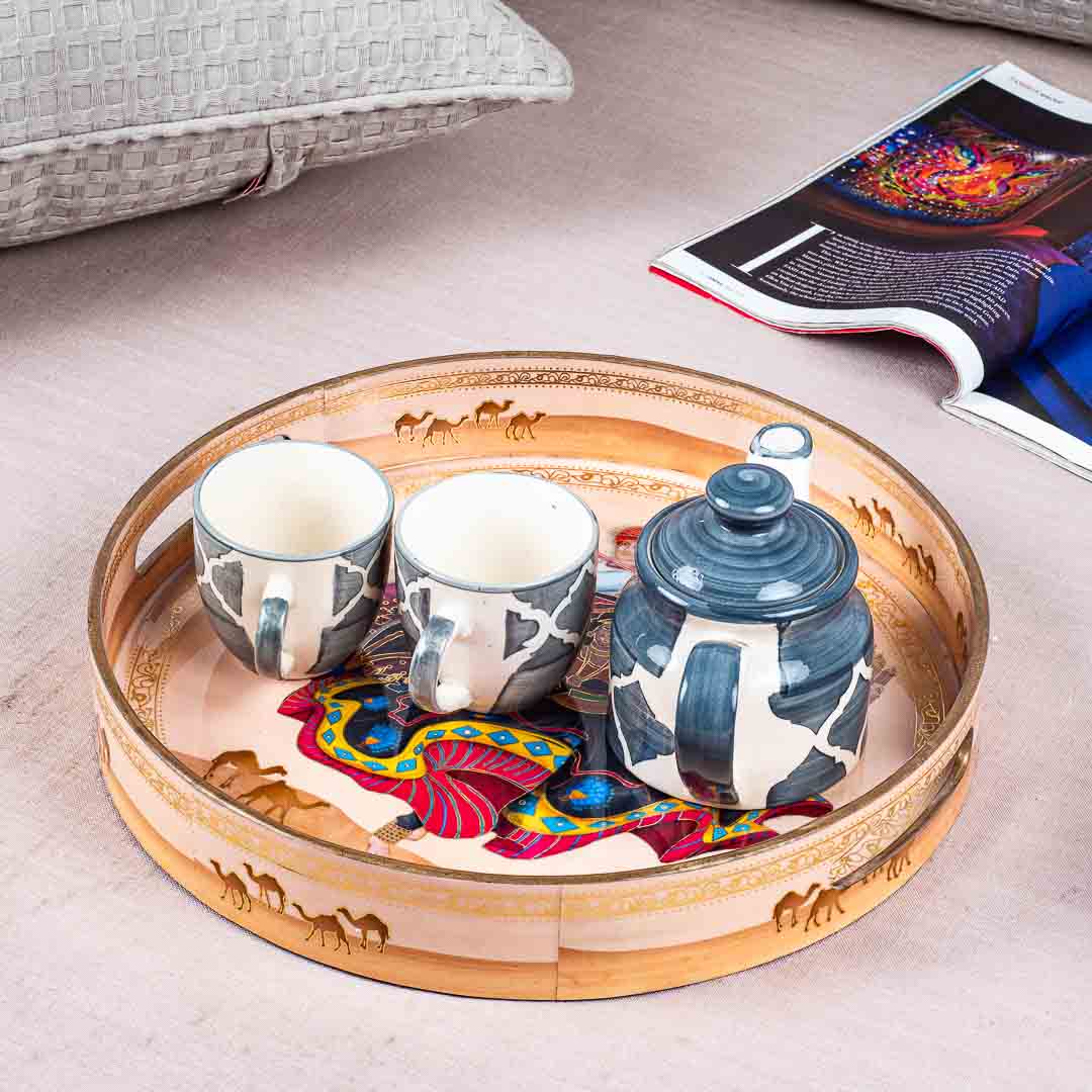 Premium Rani Mdf Round Tray Design Eight 13 inch Round