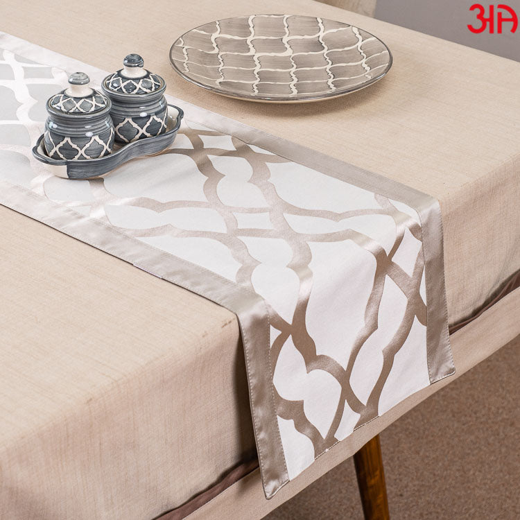 Silver Geometric Design Table Runner (13x72) Inch