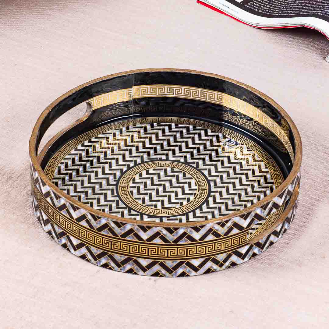 Premium Veda Weave Mdf Round Tray Design Ten
