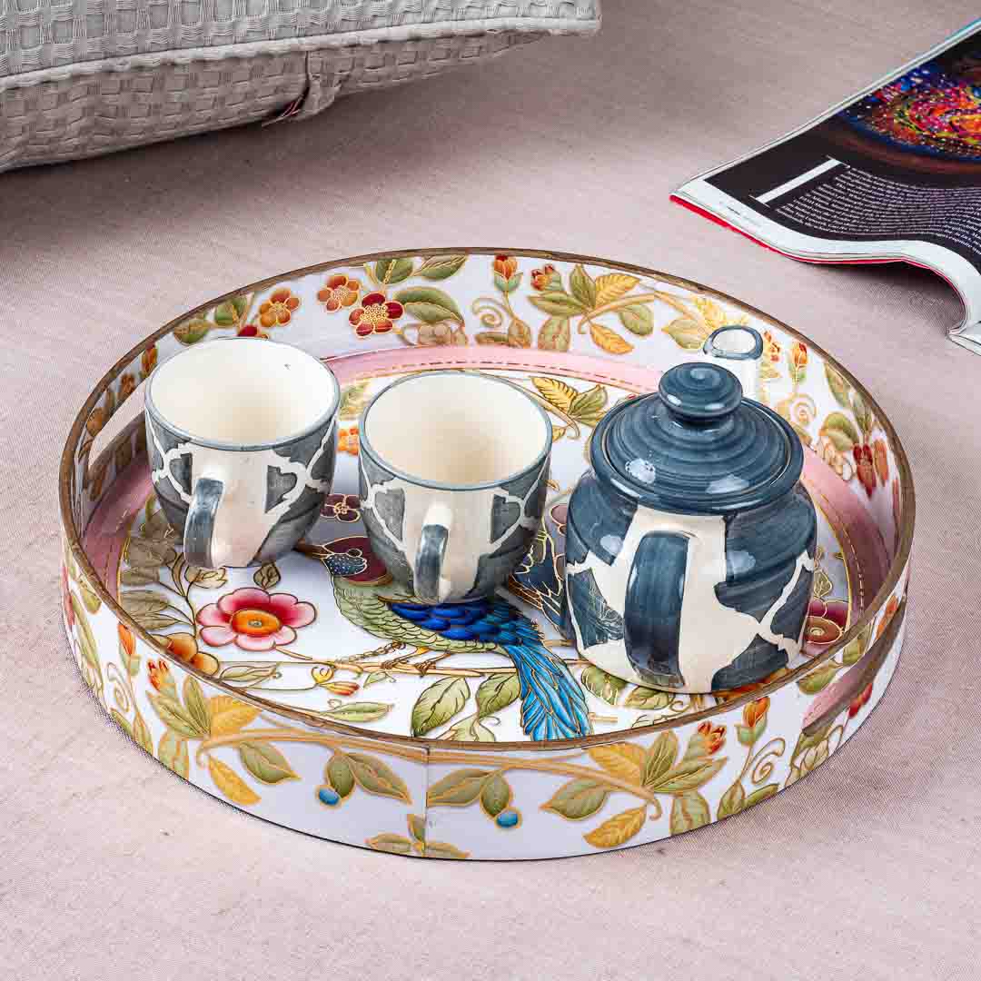 Premium Elephant Mdf Round Tray Design Four 13 inch Round