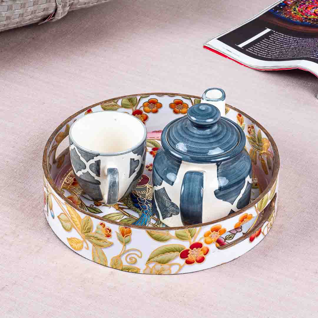 Premium Pair Baird Mdf Round Tray Design Four