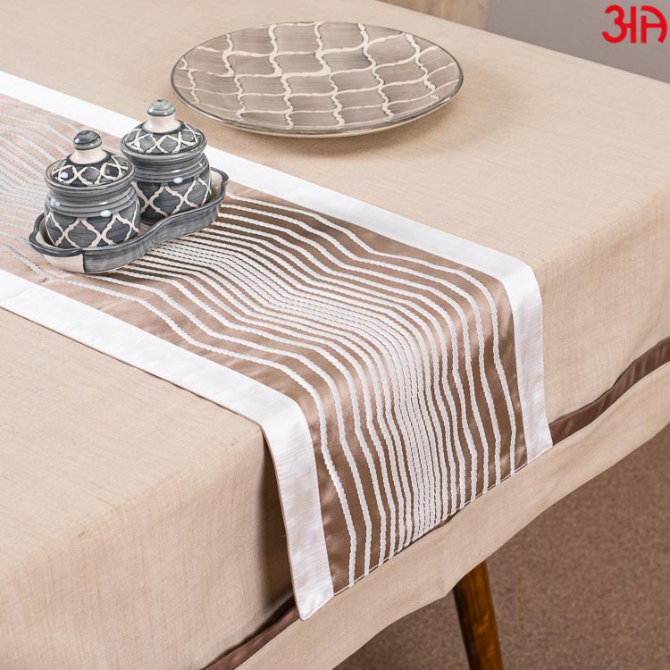 White Untwining Lines Table Runner (13x72) Inch